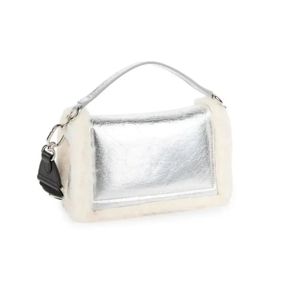 FURLA Women's Faux Fur & Metallic Leather Top Handle Bag - NWT